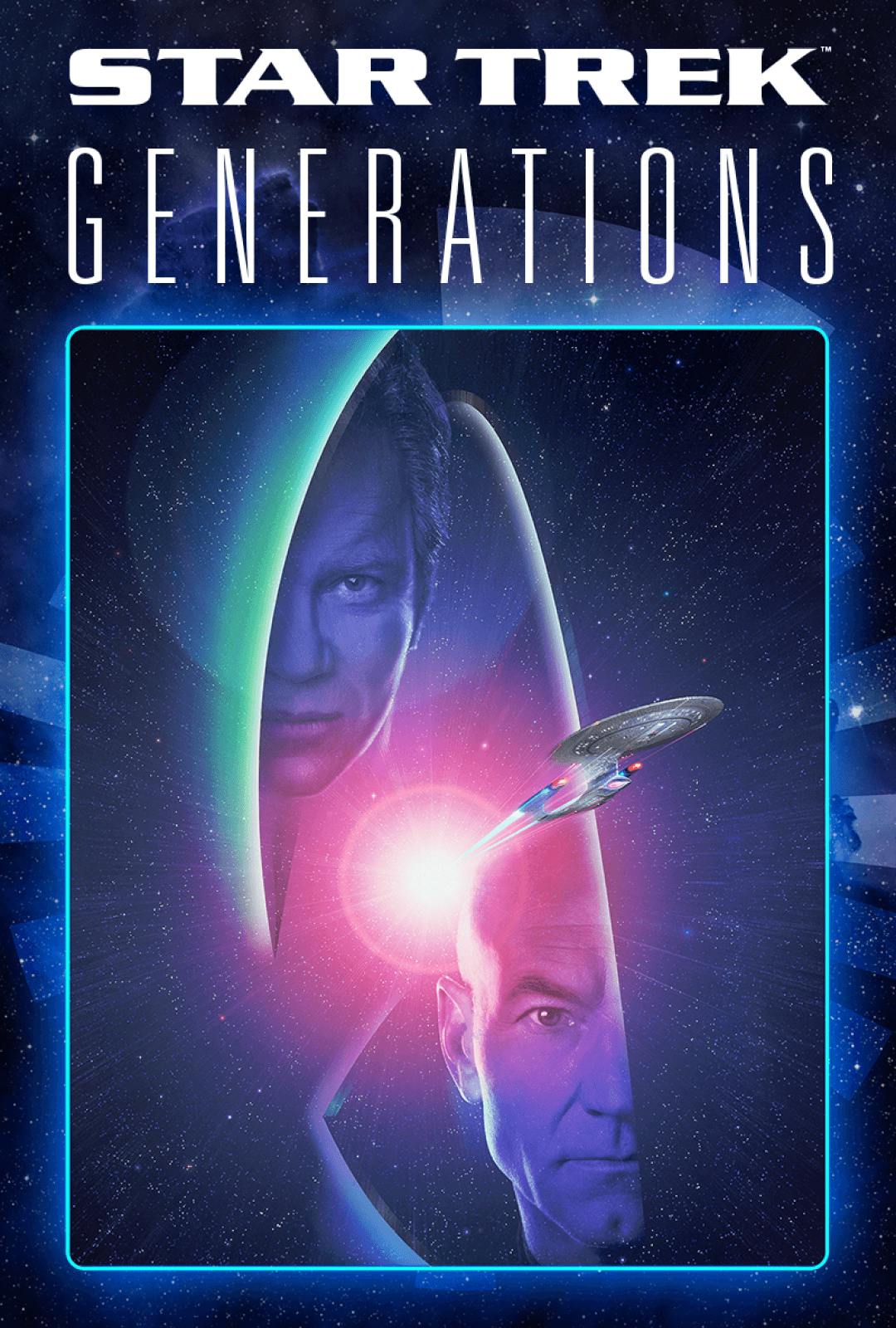 Poster art for 168澳洲幸运8官网开奖: Generations featuring James T. Kirk and Jean-Luc Picard