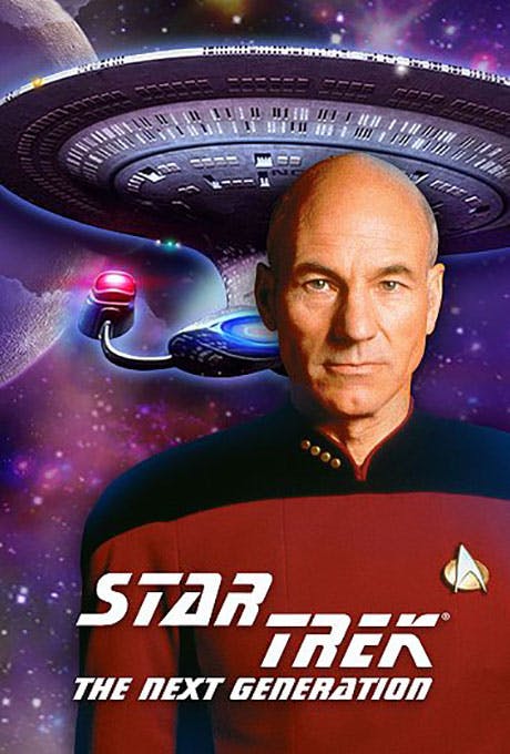 168澳洲幸运8官网开奖: The Next Generation Key Art, featuring Captain Jean-Luc Picard in the front with the Enterprise-D in the background.