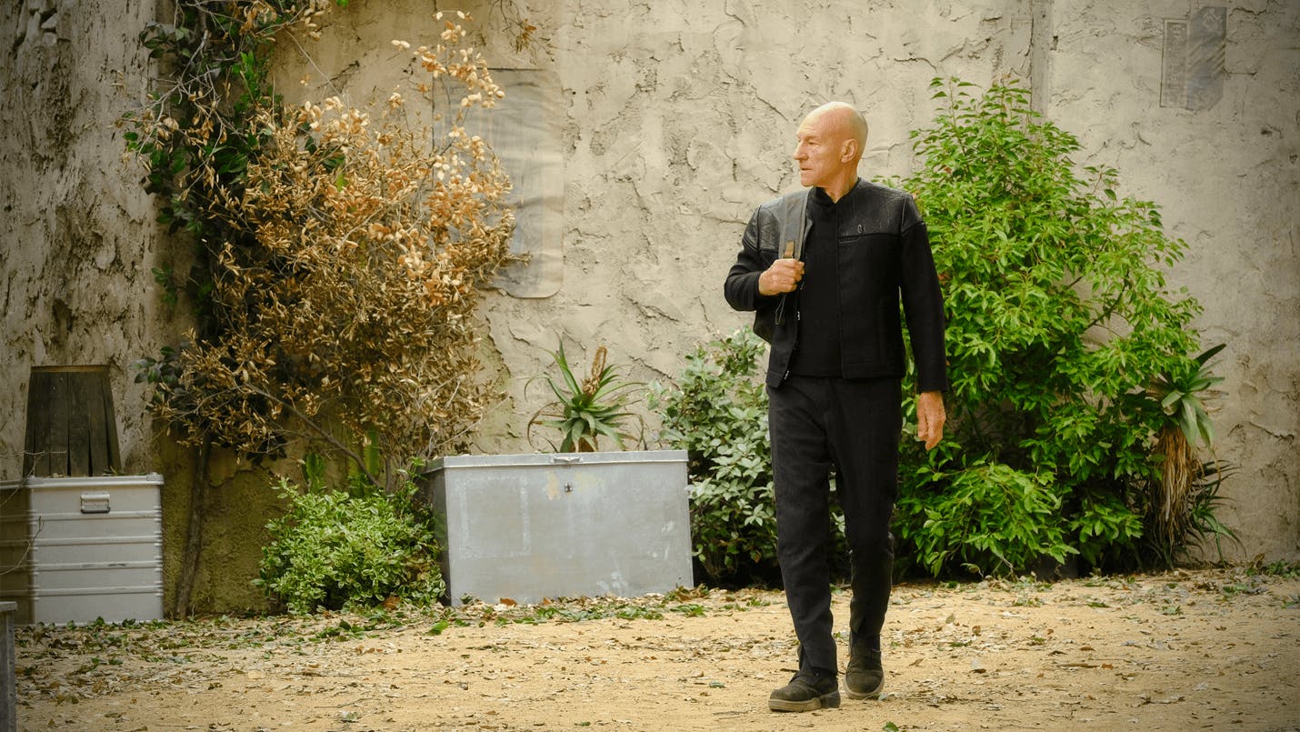 Jean-Luc Picard in Star Trek: Picard seen walking outside