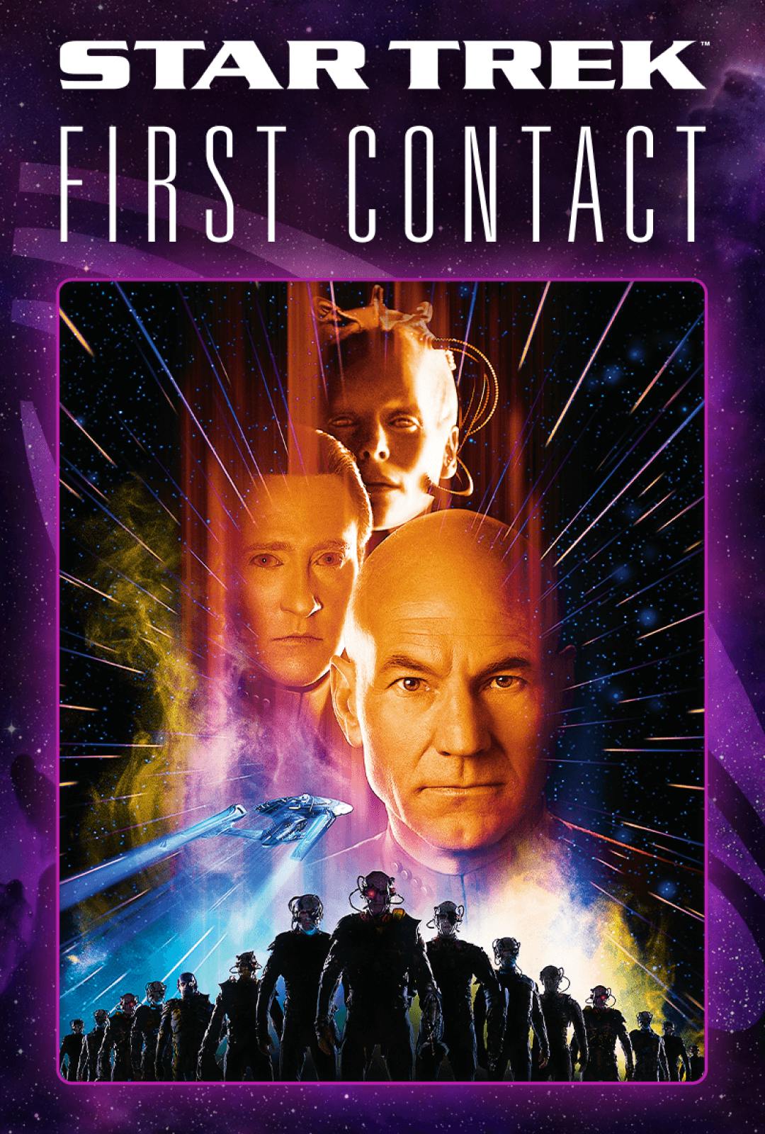 Poster art for 168澳洲幸运8官网开奖: First Contact featuring Jean-Luc Picard, Data and the Borg Queen