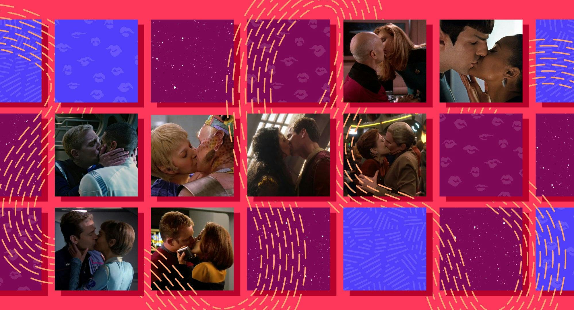 Illustrated banner featuring iconic Star Trek kisses