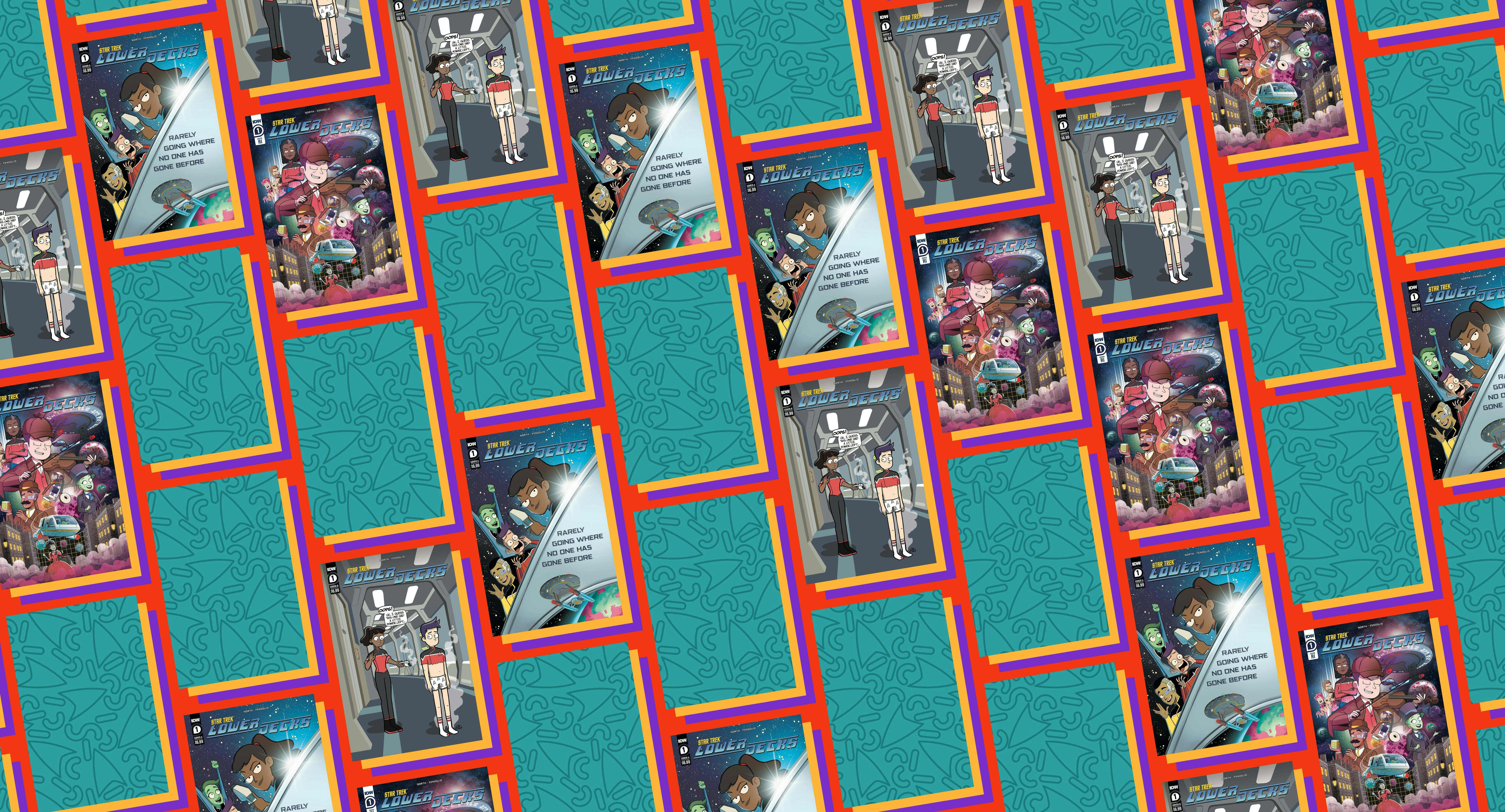 Illustrated banner for STAR TREK: LOWER DECKS #1 comic from IDW