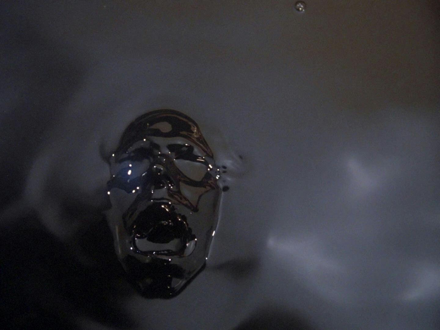 Riker's anguished face as he's enveloped by Armus' liquid state in 'Skin of Evil'