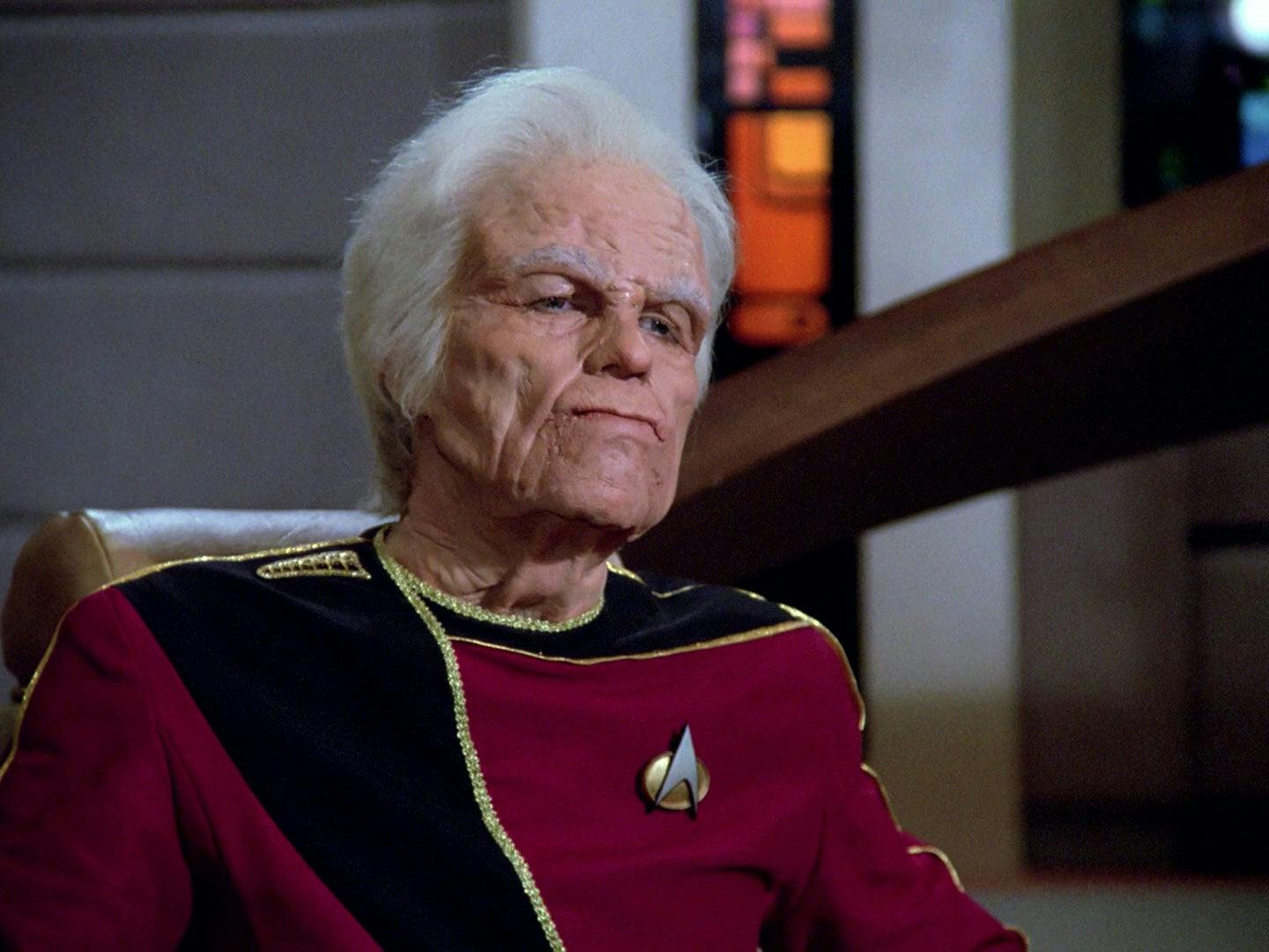Mark Jameson sits glumly on the Bridge of the U.S.S. Enterprise-D in The Next Generation's Too Short A Season